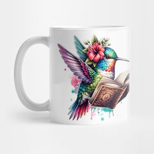 Hummingbird Reading a Book Mug